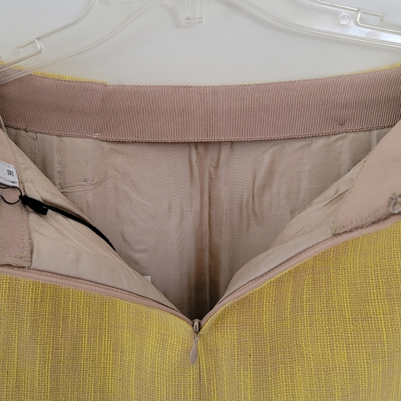 NWT Carven Yellow Beige 100% Cotton Tweed Pensil Knee Length Skirt 38 US 6 - Picture 5 of 9